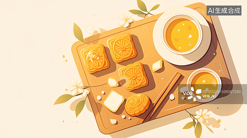 【AI数字艺术】中秋节的月饼插画图片素材