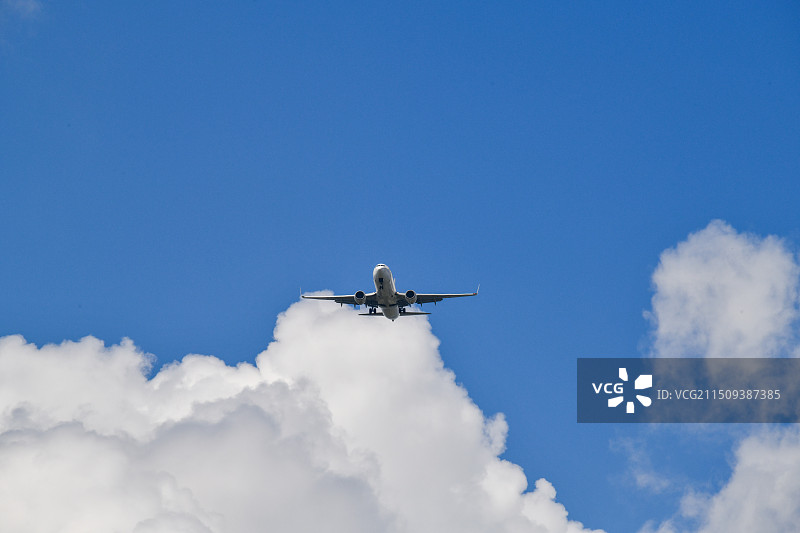 蓝天白云飞机图片素材