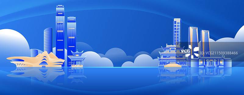 长沙城市建筑经济金融峰会科技3D矢量海报模板图片素材