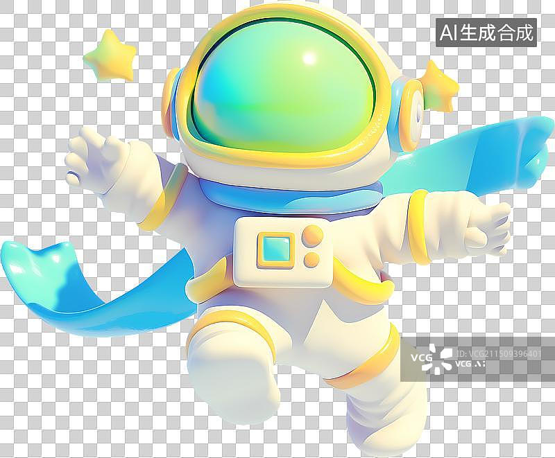 【AI数字艺术】一个可爱的宇航员太空漫步3D插画图片素材
