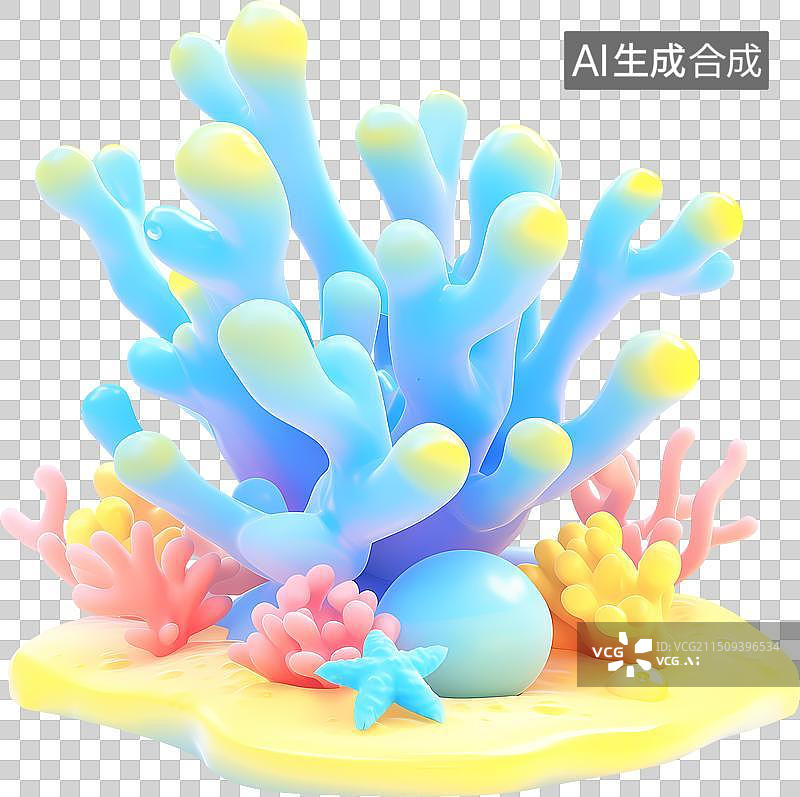【AI数字艺术】漂亮的珊瑚石头海洋生物全国珊瑚日3D插画图片素材