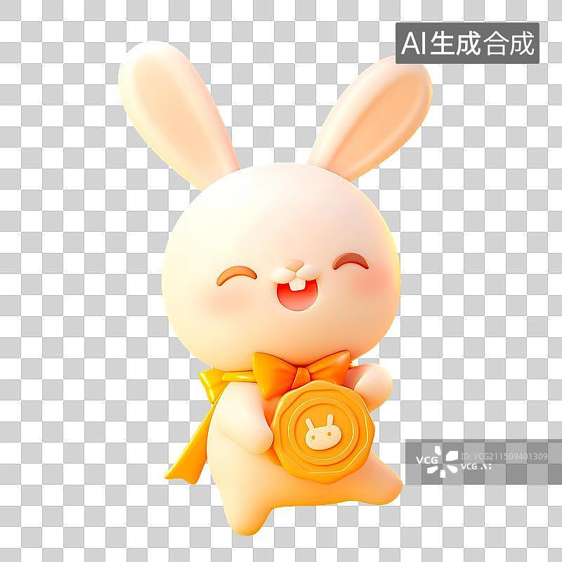 【AI数字艺术】免抠元素:3D中秋兔子月饼图片素材