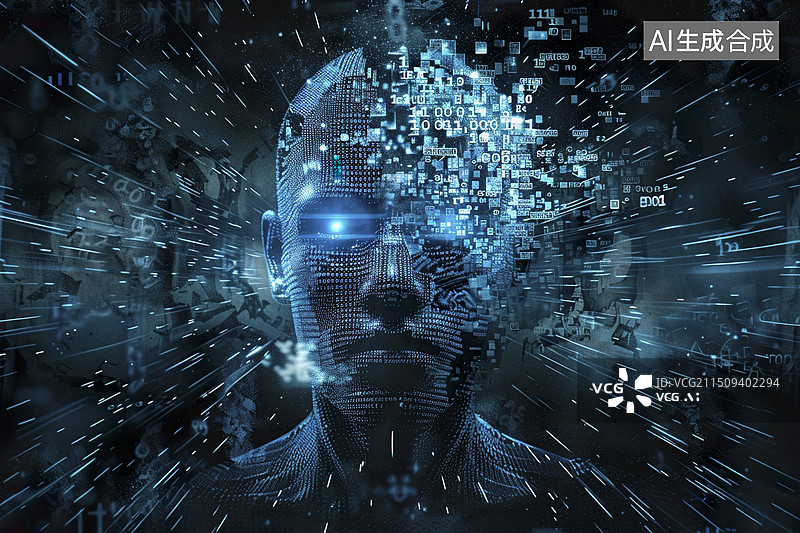【AI数字艺术】人脸识别系统科技概念图片素材