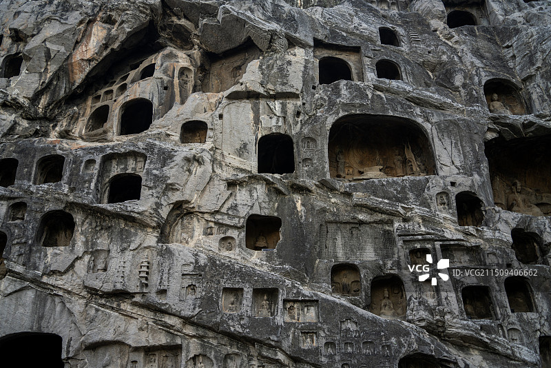 中国河南洛阳世界文化遗产龙门石窟图片素材