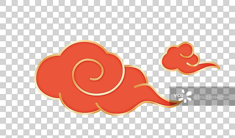 3D立体国潮风金边祥云流云元素图案图片素材