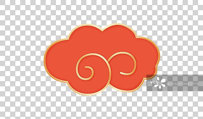 3D立体国潮风金边祥云流云元素图案图片素材