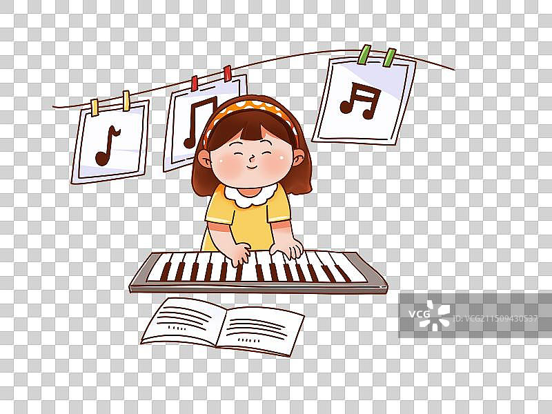 练习电子琴的女孩图片素材