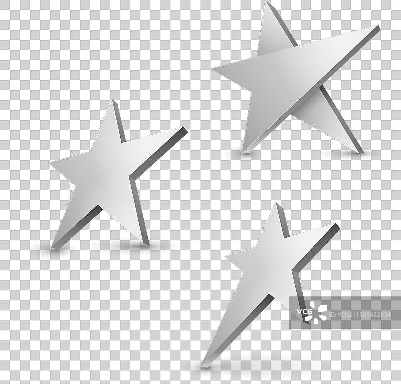 带高光的银色3D星星图片素材