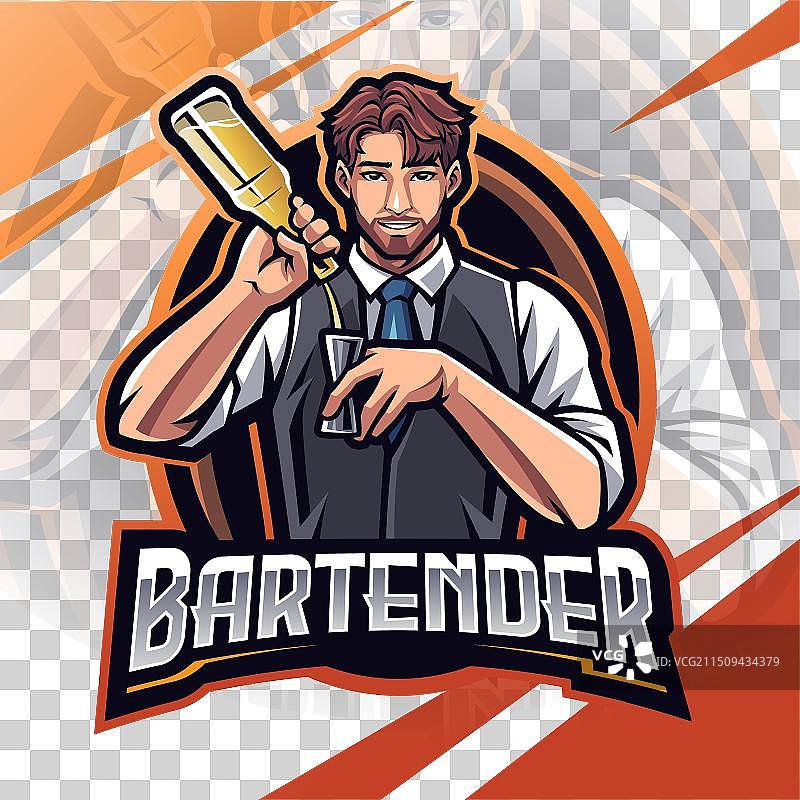 酒保电竞吉祥物Logo设计图片素材