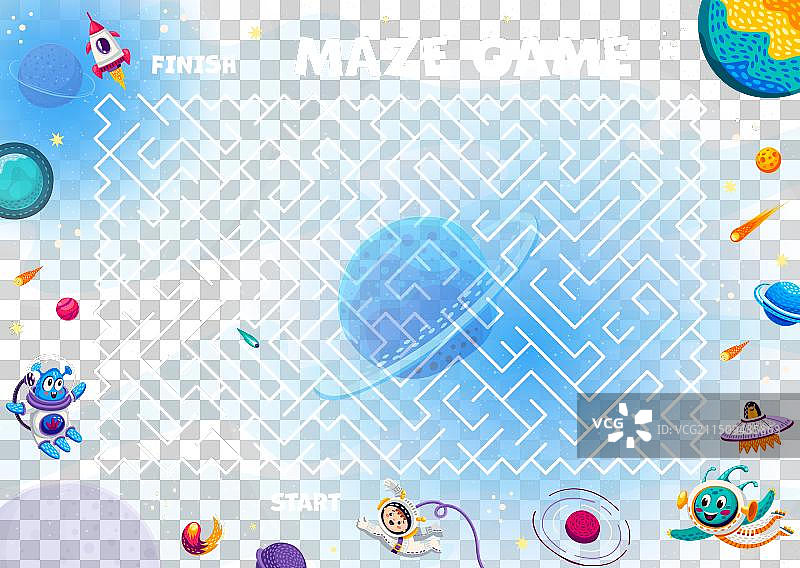 星系迷宫游戏：宇航员寻找火箭图片素材