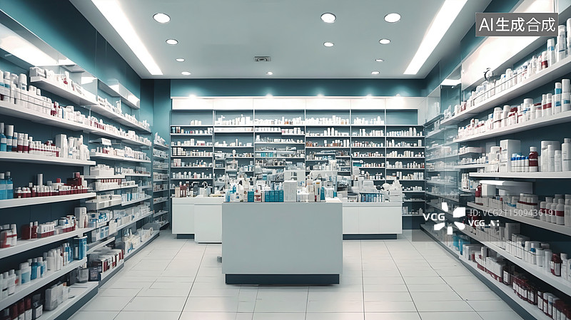 【AI数字艺术】现代药房：静谧的药品世界图片素材