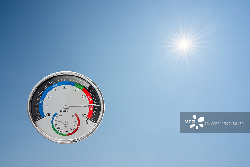 太阳与温度计图片素材