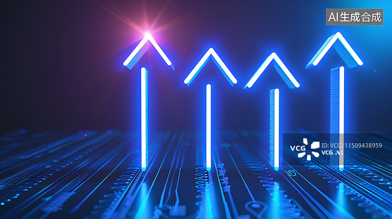 【AI数字艺术】金融科技向上箭头图表股市金融经济增长插图图片素材
