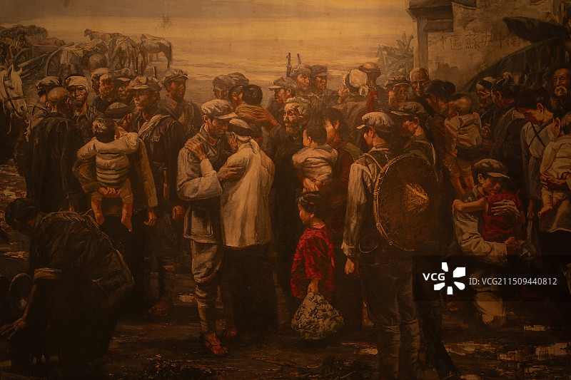 兴安红军长征突破湘江纪念馆 孙立新画作《我们一定会回来》复制品图片素材