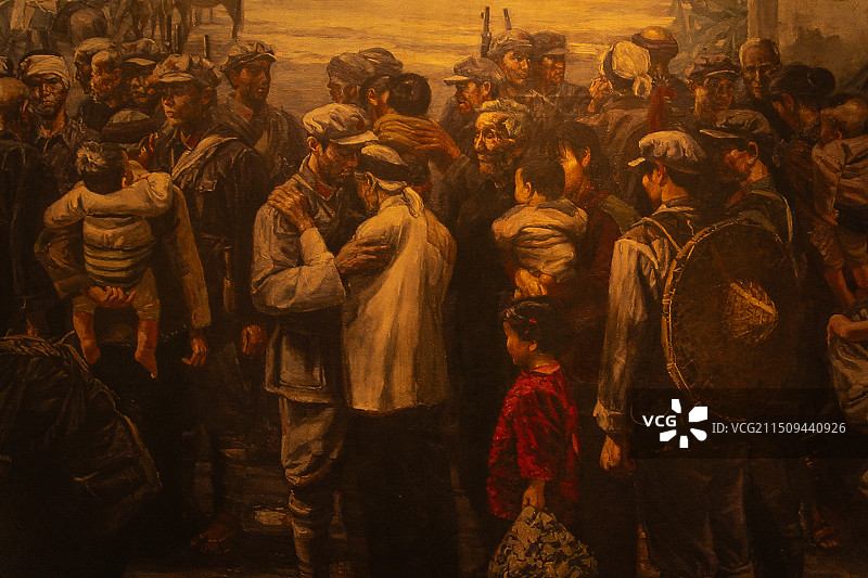 兴安红军长征突破湘江纪念馆 孙立新画作《我们一定会回来》复制品图片素材