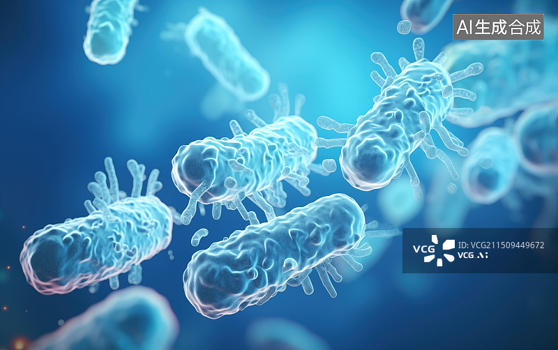 【AI数字艺术】抽象三维大肠杆菌细菌病毒概念图片素材