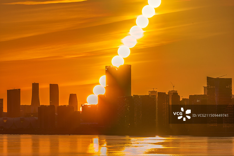 杭州之门太阳序列图片素材