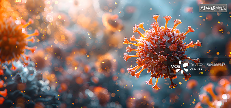 【AI数字艺术】病毒 细菌 生物医药科技背景图图片素材