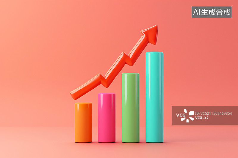 【AI数字艺术】上升曲线数据分析概念业务增长图3d插图图片素材