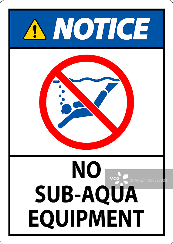水上安全警示标志：禁止潜水设备图片素材