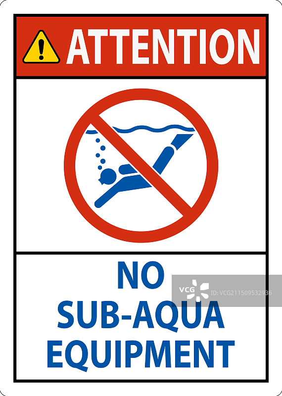 水上安全警示标志：禁止潜水设备图片素材
