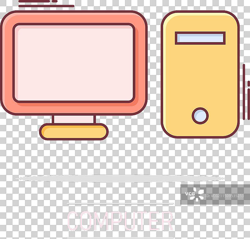 卡通漫画风格电脑显示器图标图片素材