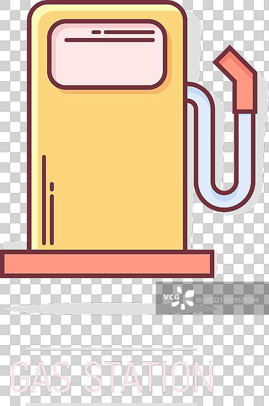 卡通漫画风格加油站图标图片素材