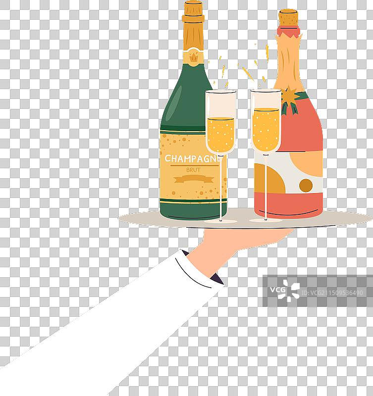 服务员手持香槟酒杯图片素材