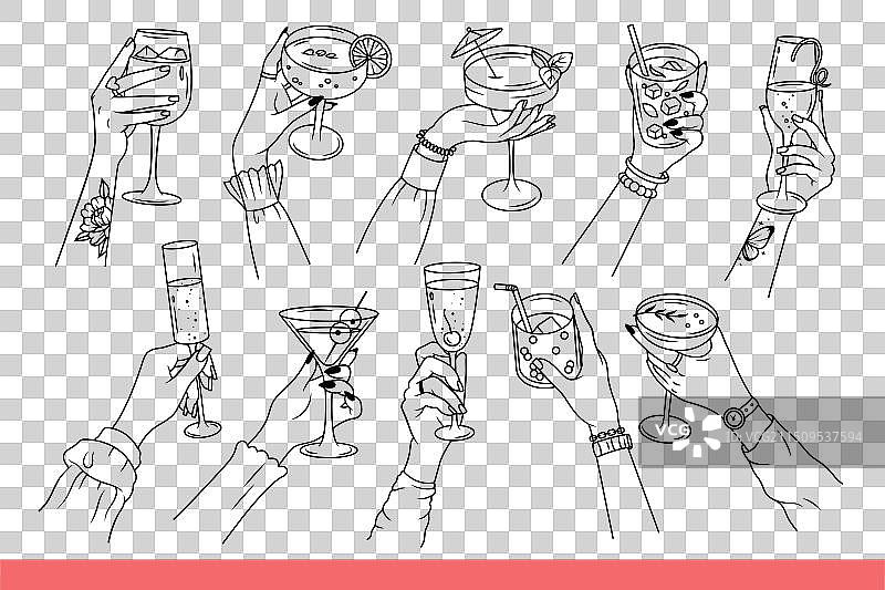 手持鸡尾酒杯图片素材