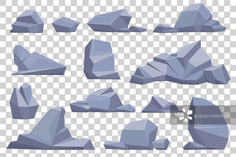 卡通岩石和石头灰色巨石花岗岩图片素材