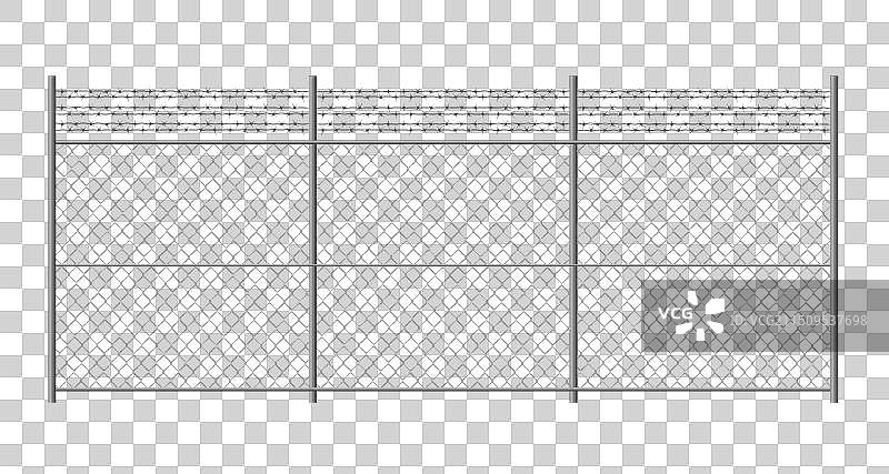 带刺铁丝网的金属栅栏图片素材