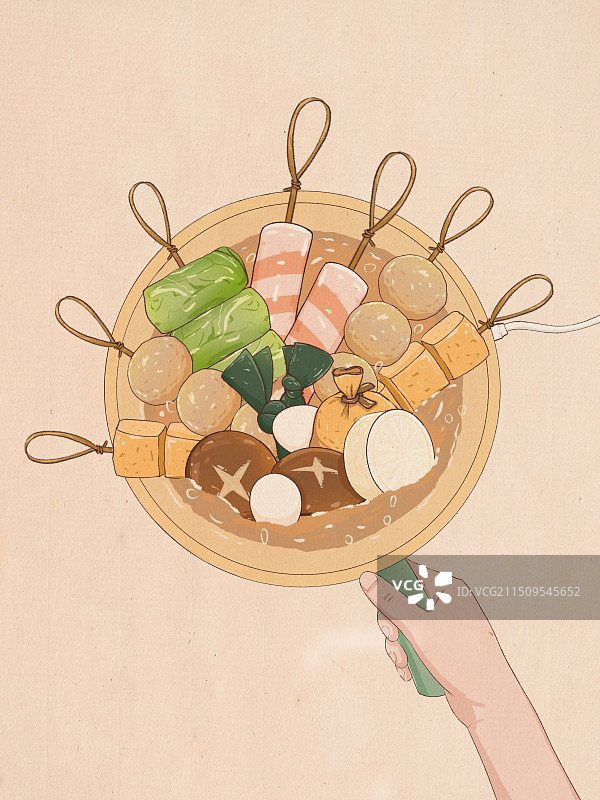 关东煮手绘插画图片素材