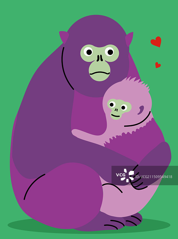 卡通猴子母子情深图片素材