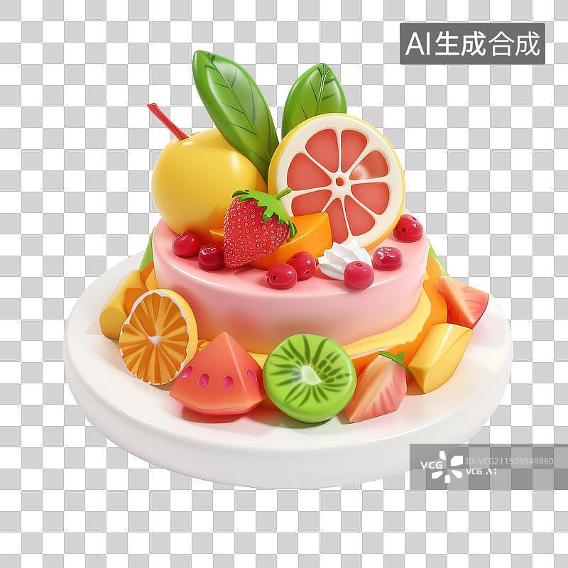 【AI数字艺术】3D渲染美味的蛋糕图片素材