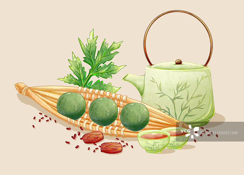 清明节青团插画图片素材