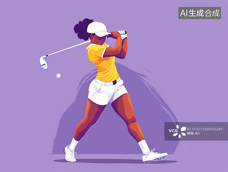 【AI数字艺术】打高尔夫球插画图片素材