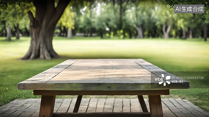 【AI数字艺术】户外野餐桌：自然与宁静的交汇图片素材
