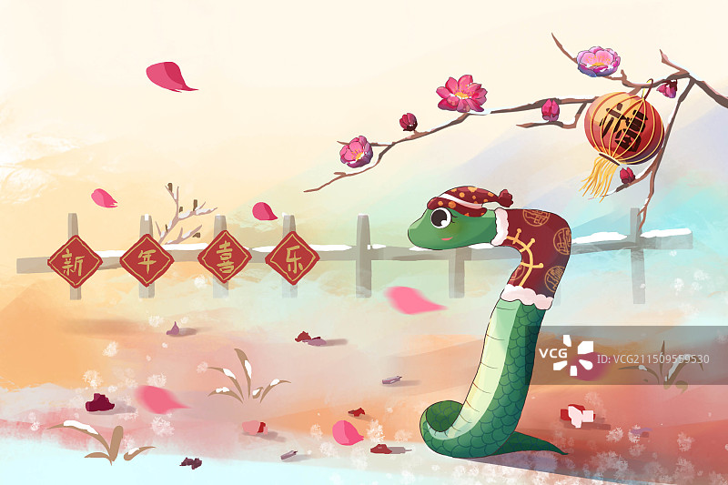 手绘可爱新年2025一月日历插画图片素材