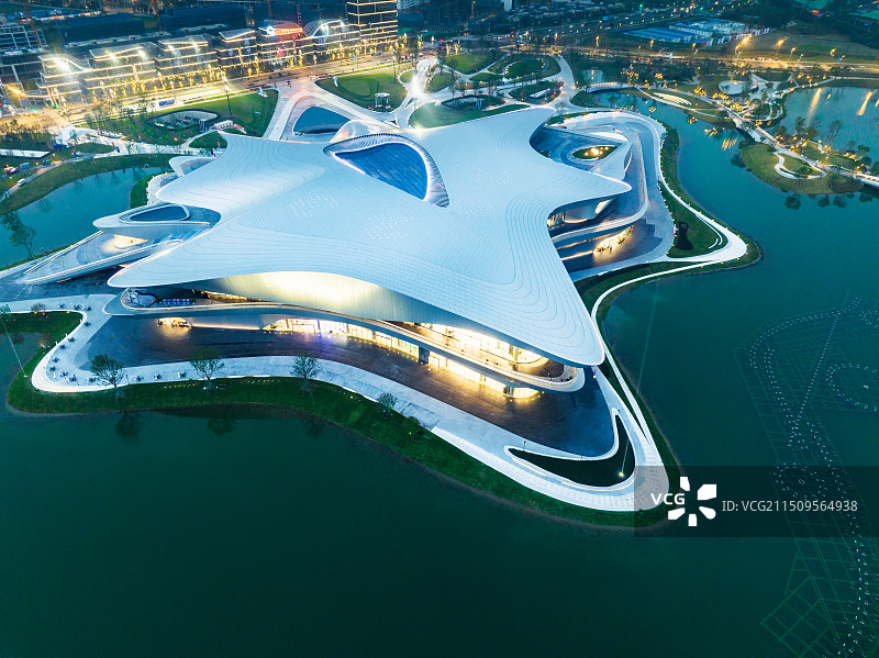 成都世界科幻大会成都科学馆航拍图片素材