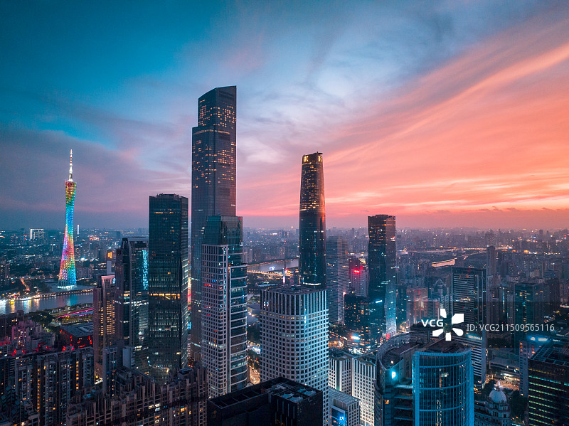 广州城市夜景天际线图片素材
