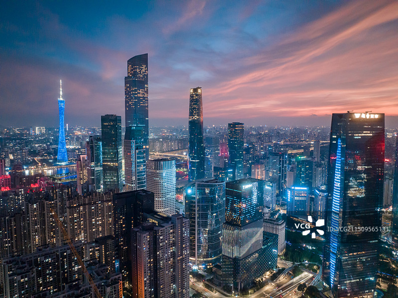 广州城市夜景天际线图片素材