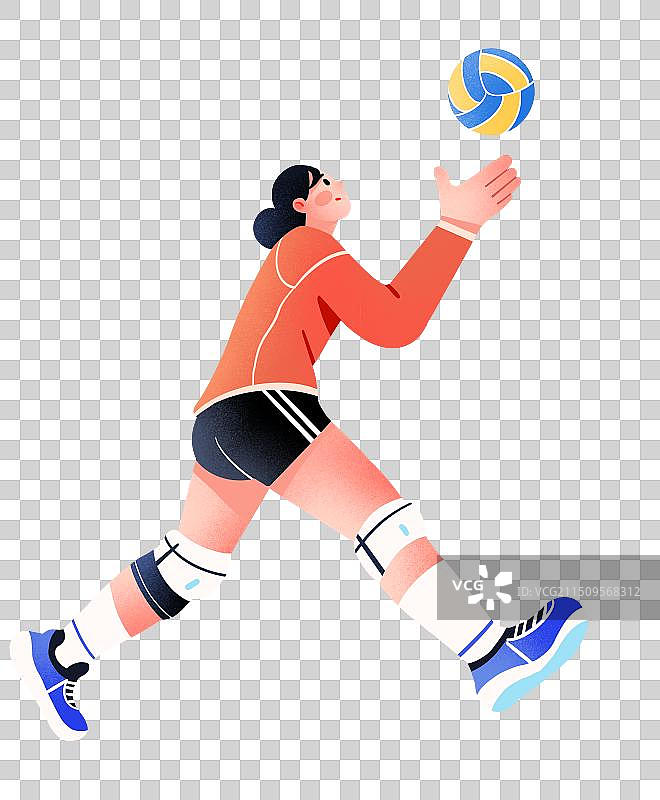 扁平运动打排球人物插画图片素材