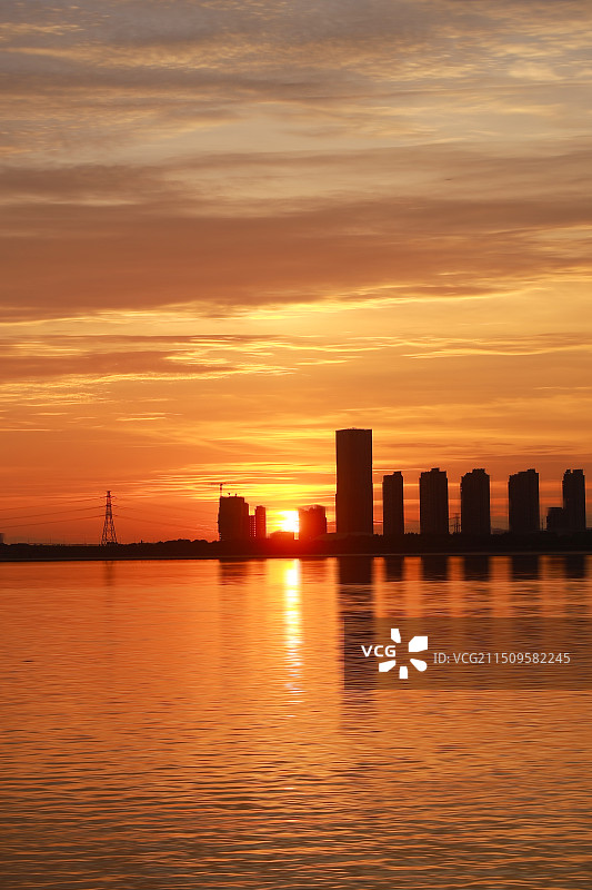 钱塘江晚霞图片素材