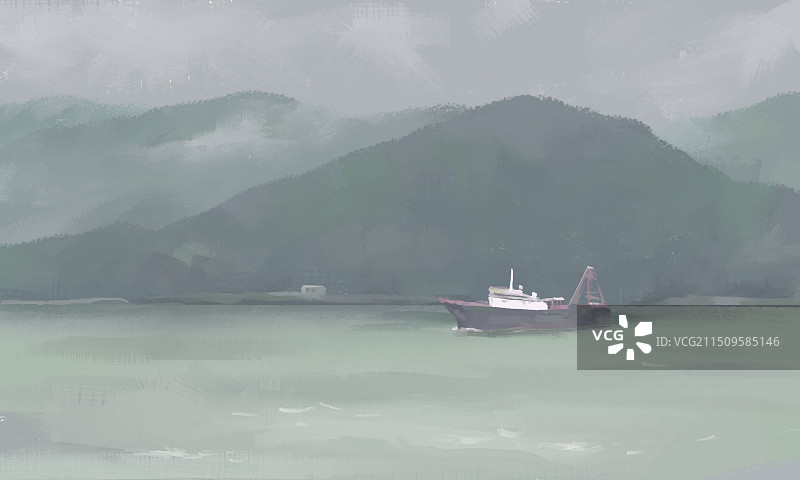 渔船停靠在水面上图片素材