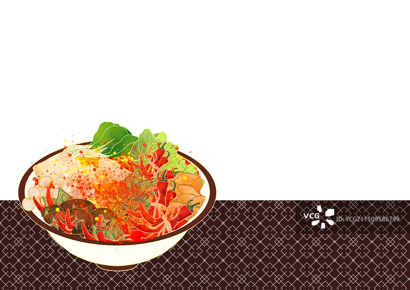 甘肃省特色美食小吃插画天水麻辣烫图片素材