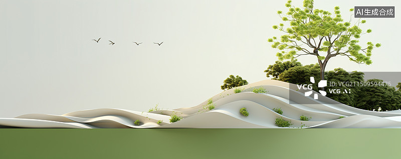 【AI数字艺术】AI生成的插图沙漠绿洲图片素材