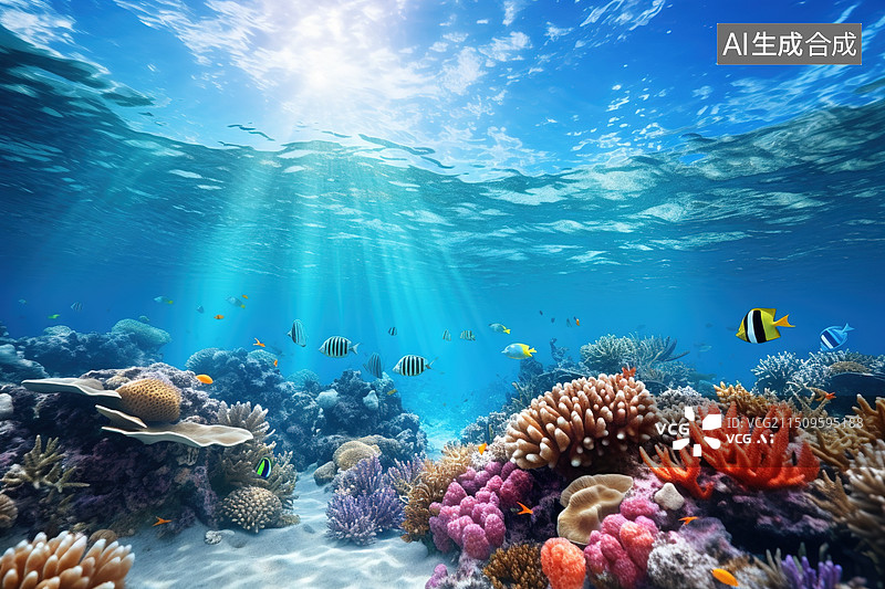 【AI数字艺术】AI生成的插图海底世界图片素材