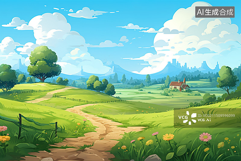 【AI数字艺术】AI生成的插图田园风光图片素材