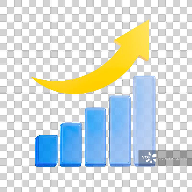 3D渲染微软商务玻璃风上升箭头金融理财银行保险金融元素图片素材