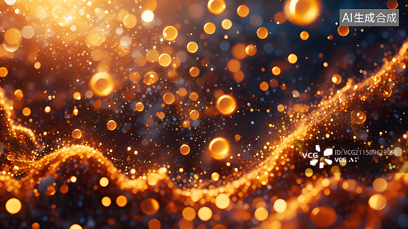 【AI数字艺术】金色粒子效果背景，金色科技粒子效果展板背景图片素材